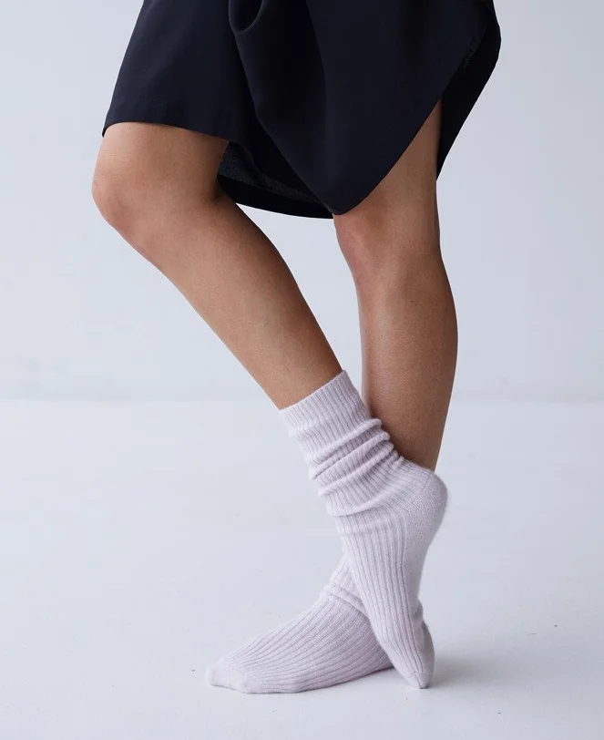 OEM high quality rib knit cashmere socks bed cashmere socks for women