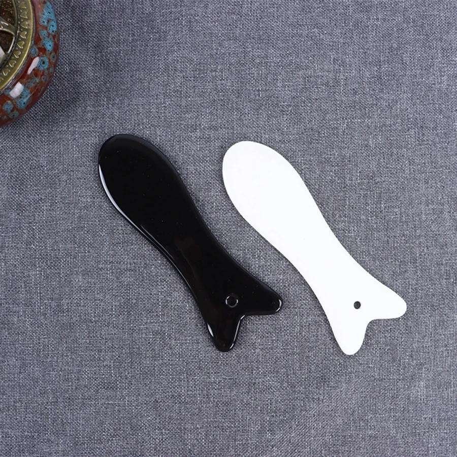 New Design Porcelain Fish Shape Microcrystalline Ceramic Facial Guasha Tool Massage Rose Gua Sha Board