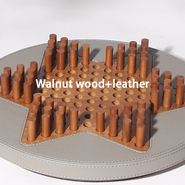 Wooden leather Chinese Checkers Board Game Set Checkers Board Game Classic Strategy Family Board Game For Kids And Adults