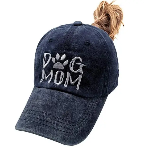 2020011364 Женская Регулируемая джинсовая бейсболка с вышивкой и хвостом