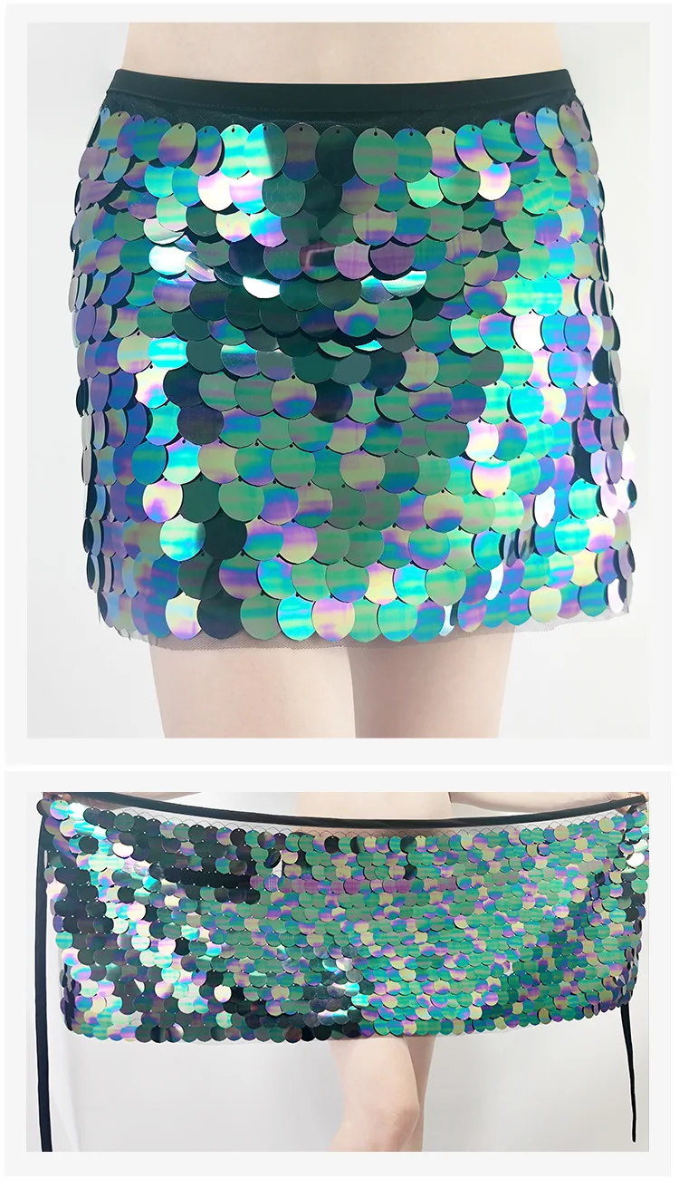 Fashionable Sexy wrap cover hip Shiny Sweet mermaid sequin one step short skirt for women bottom wear