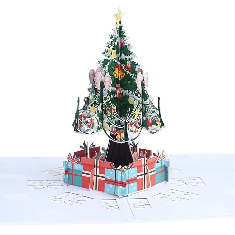 Factory spot wholesale exquisite three-dimensional Christmas tree 3D manual Christmas cards  13*20cm