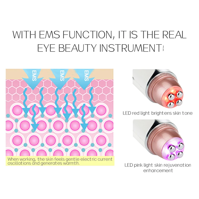 KSKIN Rechargeable Red Light Therapy Galvanic Eye Massager