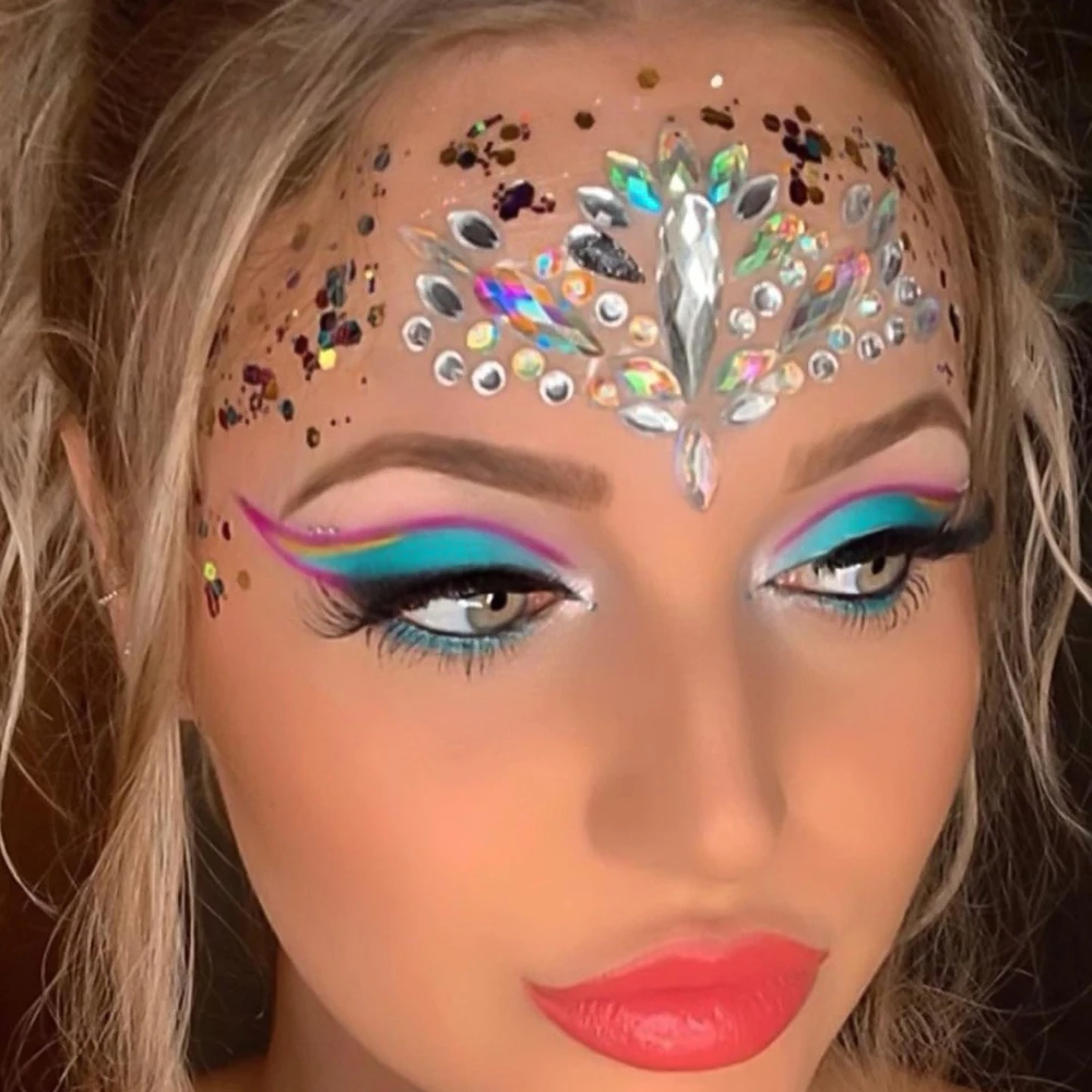 Rhinestone Mermaid Face Jewels Body Stickers Crystal Gem Stones Temporary Stickers