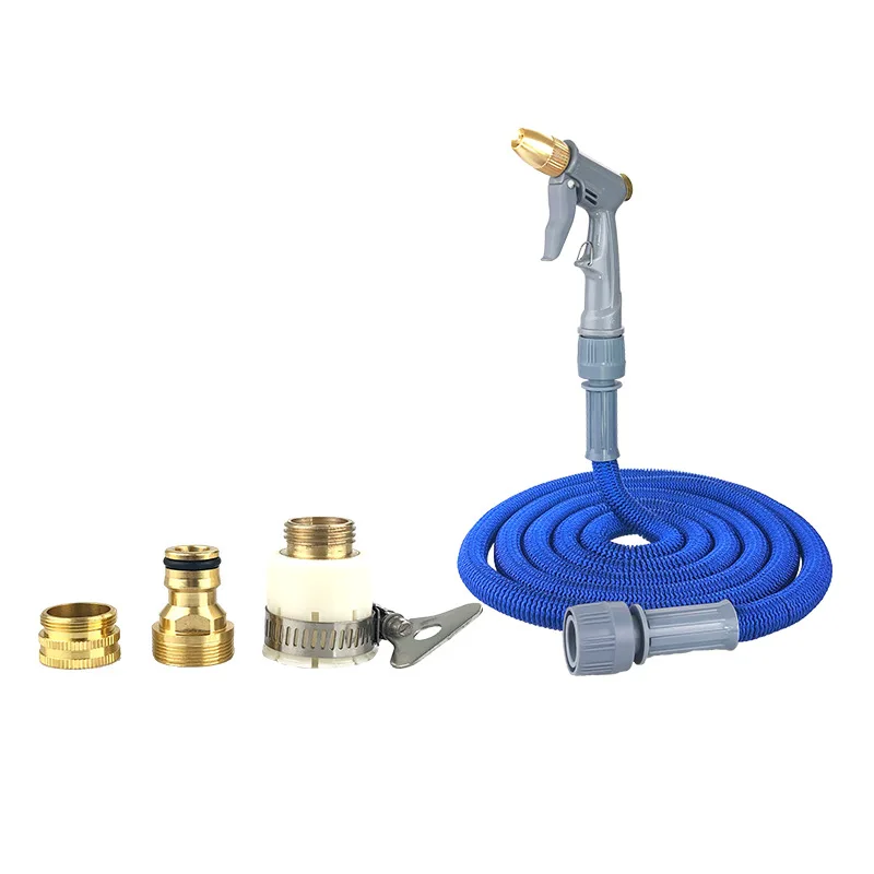 High pressure metal car washing water gun household telescopic hose foam set garden watering tool