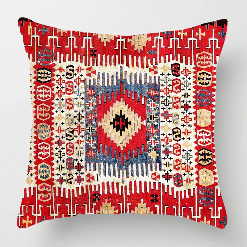 Amity Turkish Ethnic Style Printing Throw Pillow Cover Pillowcase Home Decoration Indian Sofa Cushion Cover 45x45