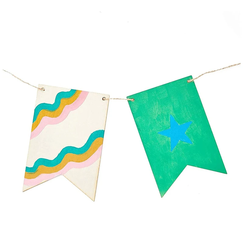 Unfinished Blank Wood Sign for Crafts DIY Painting Banner Flags Christmas Wedding Birthday Party Home Wall Hanging Decor