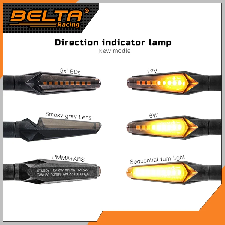 High Quality Universal E-marked Motorcycle Motorbike 12V LED Turn Signal Direction Indicator Light Blinker Sequential  KSL-A1-WL