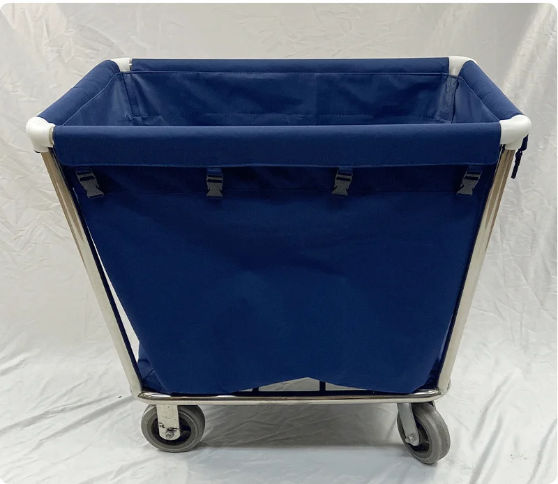 O-cleaning Commercial Stainless Steel Room Service Utility Cart Hotel Housekeeping Laundry Hamper Trolley for Dirty Clothes