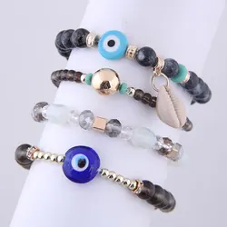 WY080926149 Multi layer eye bangles hot sale bracelet the latest style rhinestone beads bracelet
