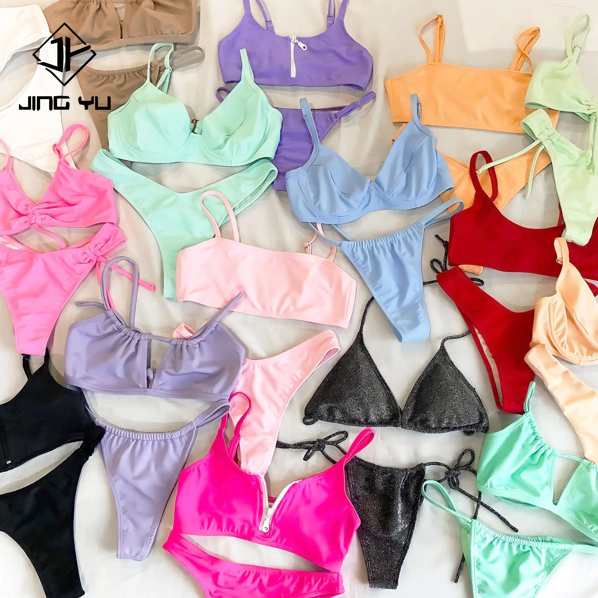 2024 Custom High Quality Private Label Logo Fitness Sexy Swimsuit Women Bikini Swimwear Bathing Suit Micro Mini Bikini Polyester