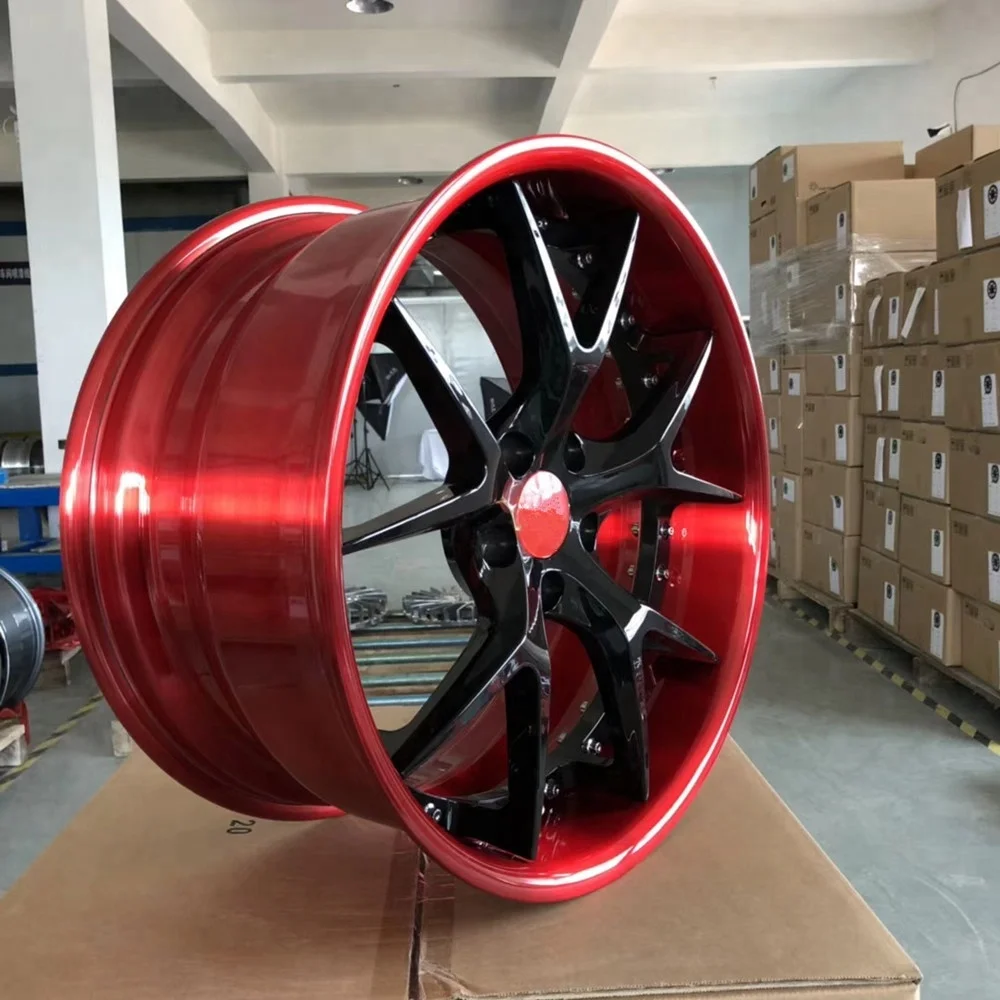 Aftermarket forged wheels 19 inch black 114.3 x 5 rims red lip for Honda civic