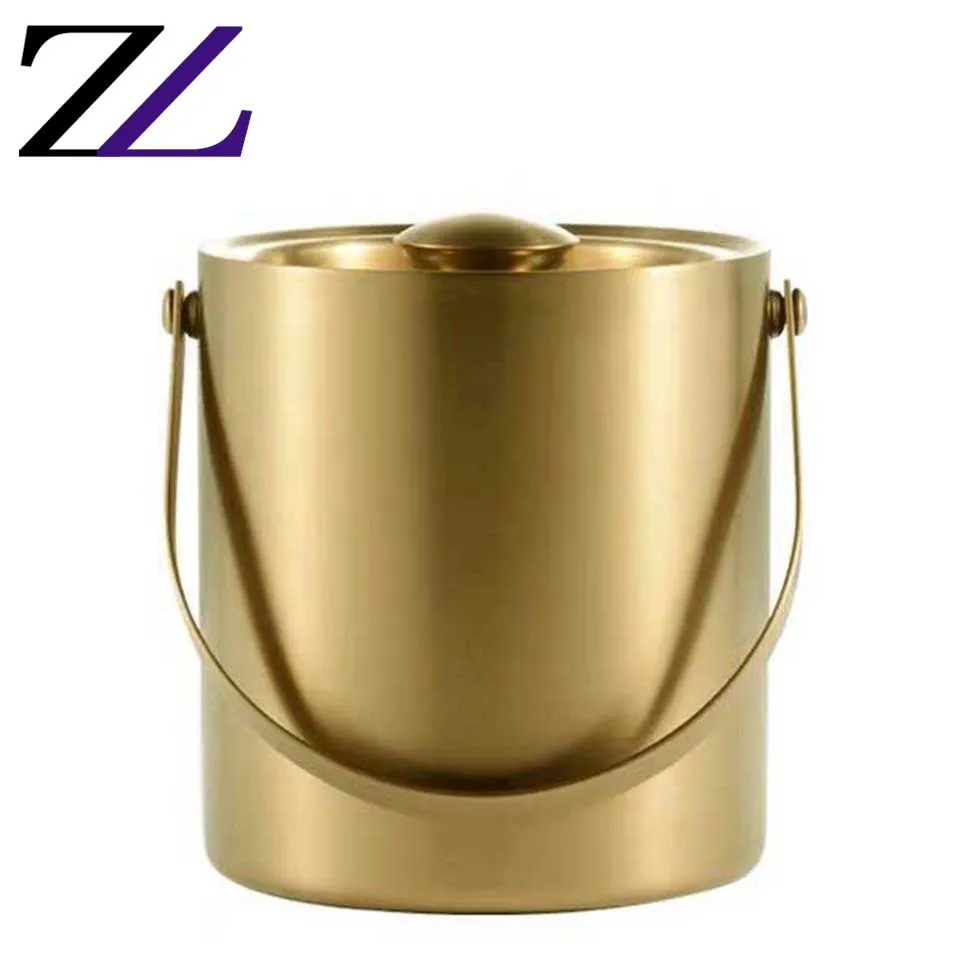 Commercial party catering customized vodka wine bottle ice bucket metal square double wall ice bucket night club ice bucket