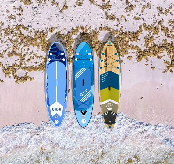 QIBU Hot sale new design wooden inflatable stand up paddle board sup board free shipping