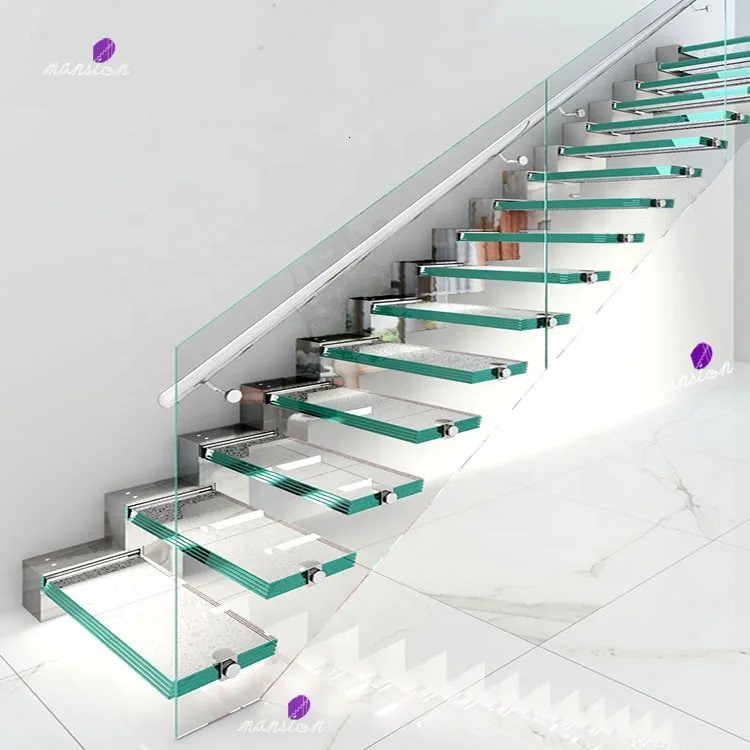 
Low Cost Interior Glass Floating Staircase Design 