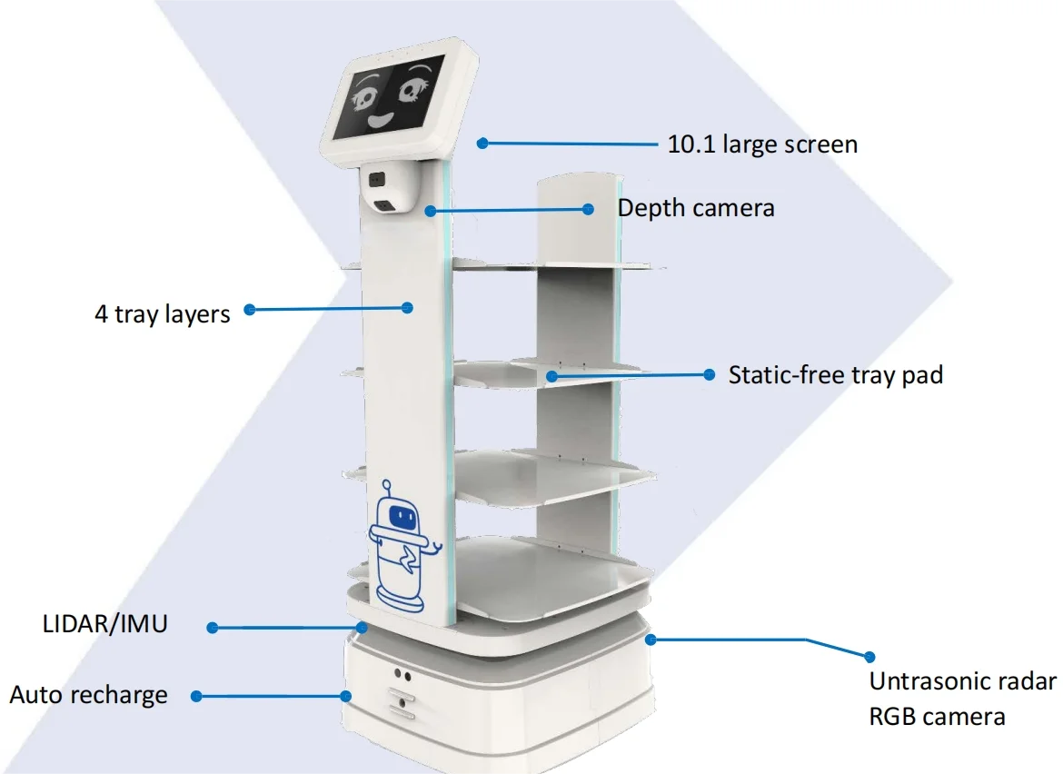 Multifunctional Smart ABS Material Delivery Robot 570*500*1240mm Widely Used Service Robot