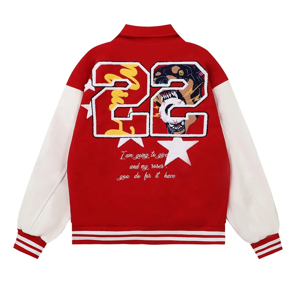 Custom Vintage Baseball Bomber Jacket Men Loose Leather Sleeves Patchwork Varsity Coats Suede Casual Streetwear