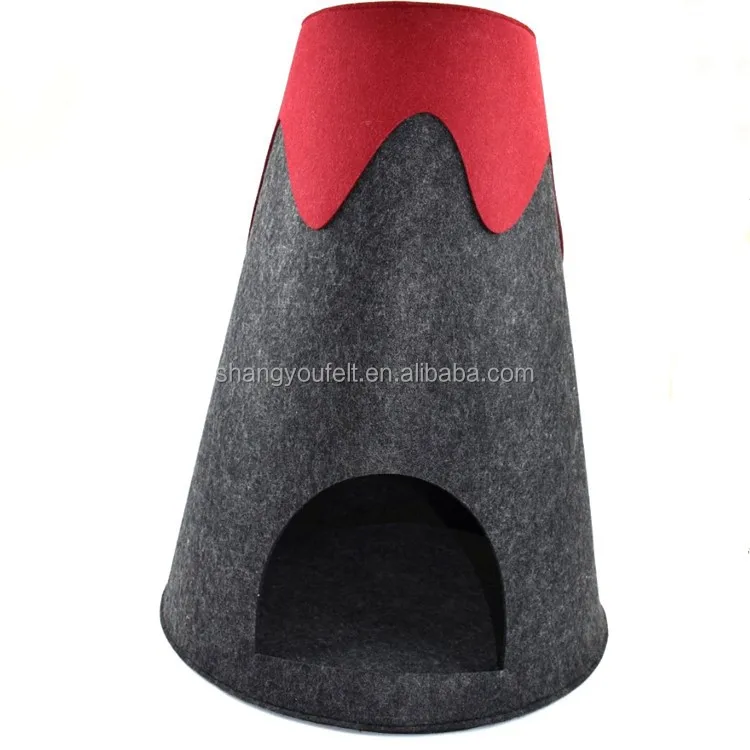 Felt cat nest conical shape cat cave felt indoor nest pet house black teepee
