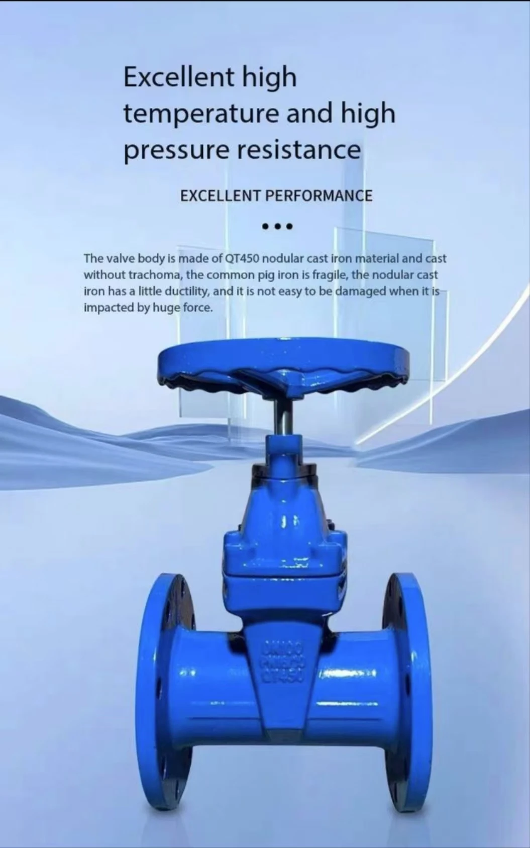 Flange gate valve ductile iron material soft seal hydraulic gate valve