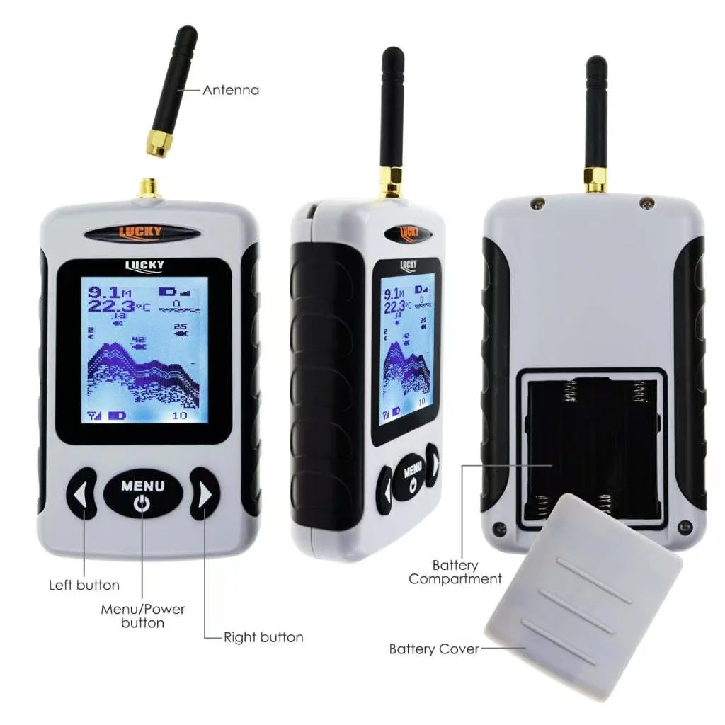 NEWRGY Wireless Fish Finder w/ Attracting Light Lamp Portable Rechargeable Locator 45M Depth 150M Wireless Sonar Sensor