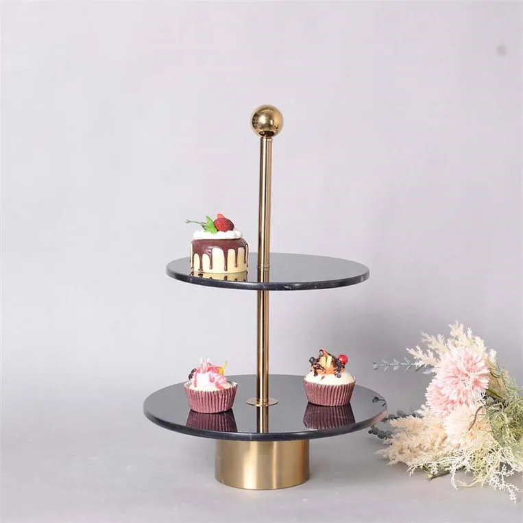 Decoration 2 Layer Fruit Plate Set Luxury Dessert Plate Home Snack Cake Tray Candy Snack Serving Tray With Lid Multi Layer