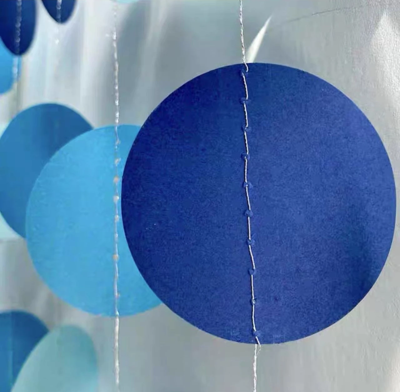Birthday Party Decorations Wedding Scene Layout Hanging Garland Baby Bath 4m Blue Garland Round Paper Banner