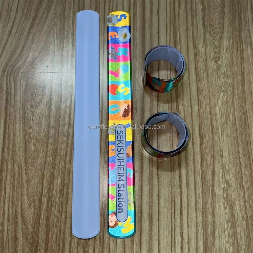 CMYK Custom EN-17353 Eco-friendly Hi Vis Reflective Snap Band Ankle Armband Reflex Wristband