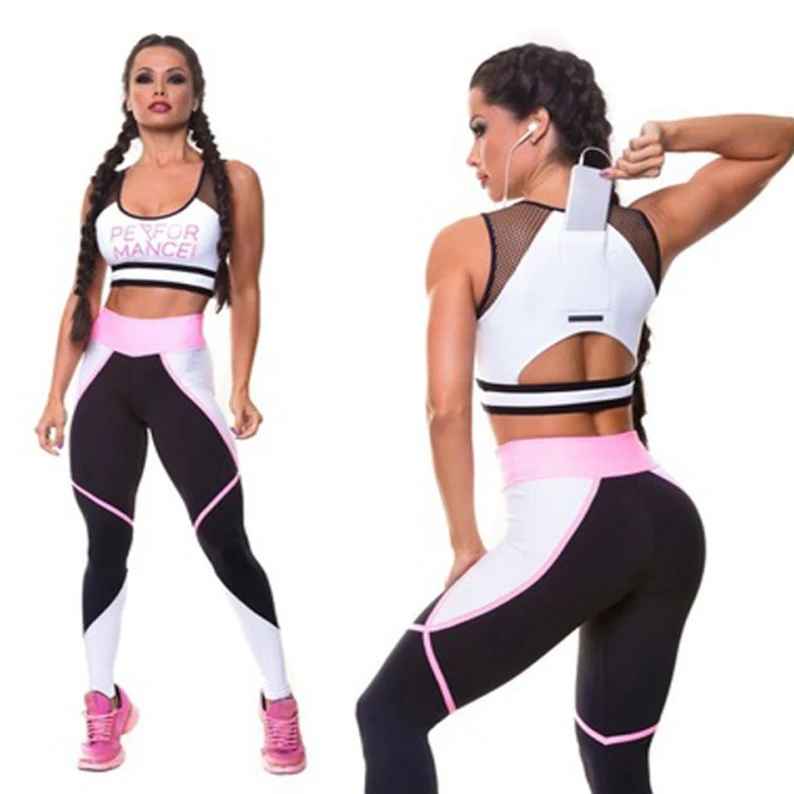 
Two Pieces Women Active wear Set Athletic Wear Workout Set With Back Phone Pocket 