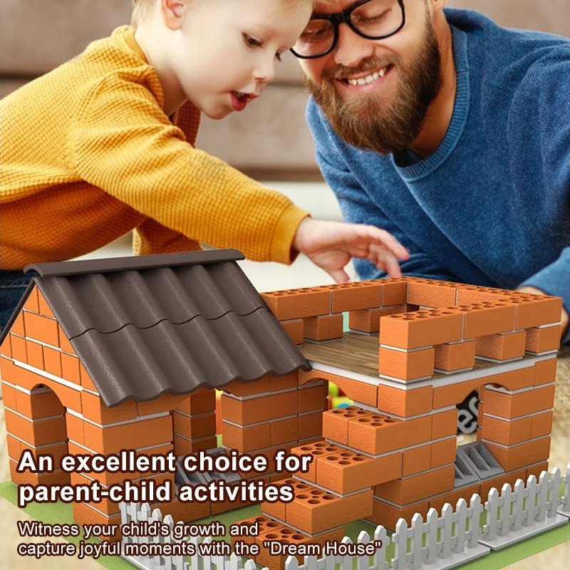 Educational Toy A Tiny Little Bricklayer DIY Cottage Building Villa Simulation Mini Brick Assembly Children House Building Toys
