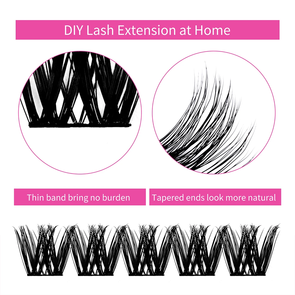 Hot Sales Russian Volume Cluster Lashes Handmade Natural Segmented Eyelash Self Grafting Diy Eyelash Extension