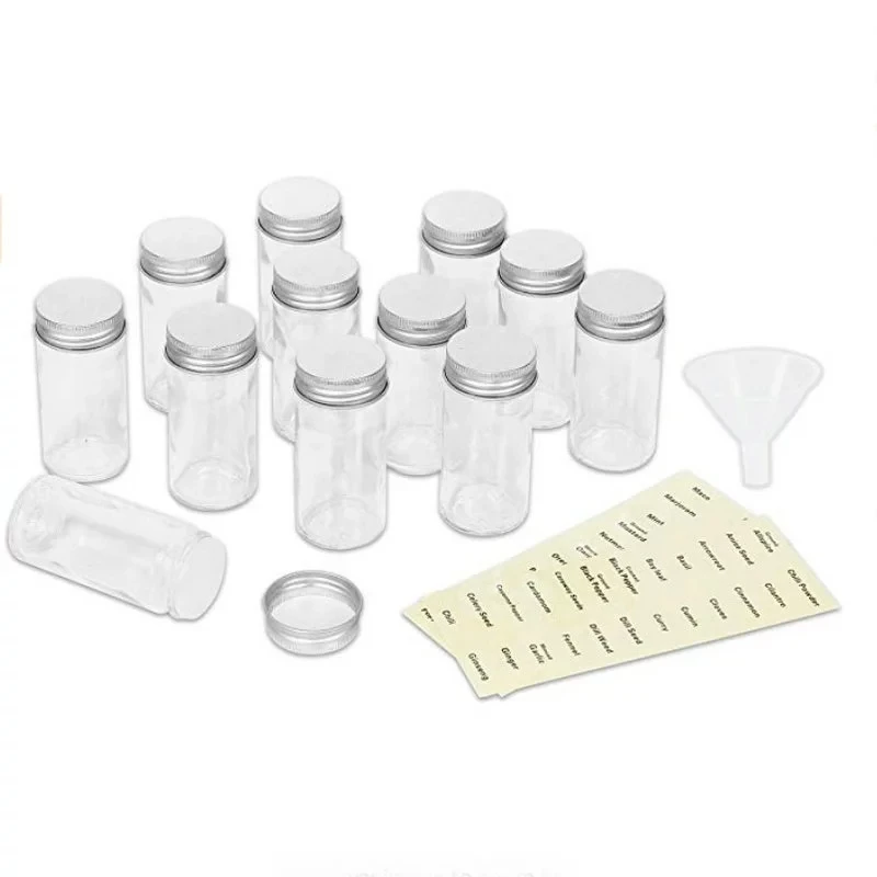 Stainless Steel 50Ml100Ml 8Oz Multi 4 Chamber Glass Spice Jar With Cork Set Bamboo Lid