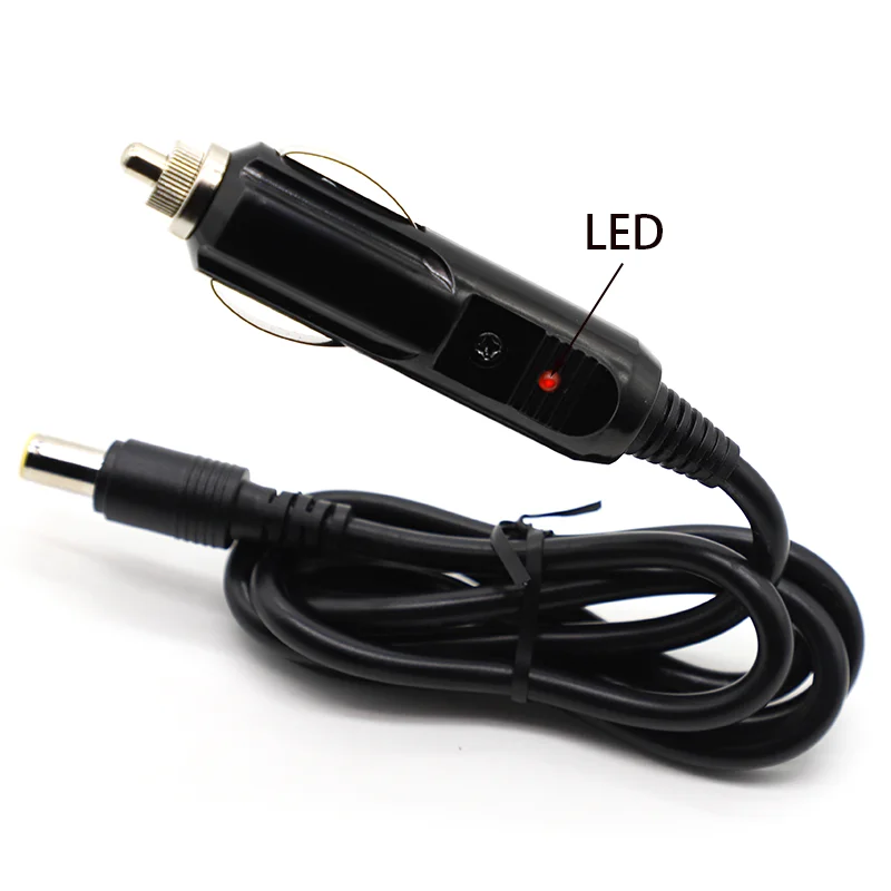 12V 24V AC DC Power Supply Car Cigarette Lighter Adapter Charge Cable 90 Degree Power Cord DC Male Plug 5.5mm 2.1mm Ciga Cable