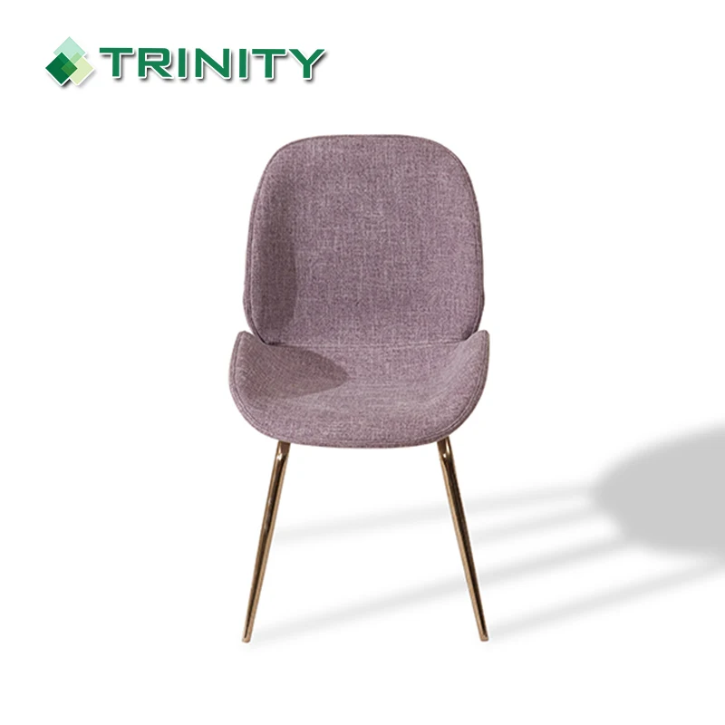 Modern fabric upholstered hotel restaurant dining chairs with stainless steel legs