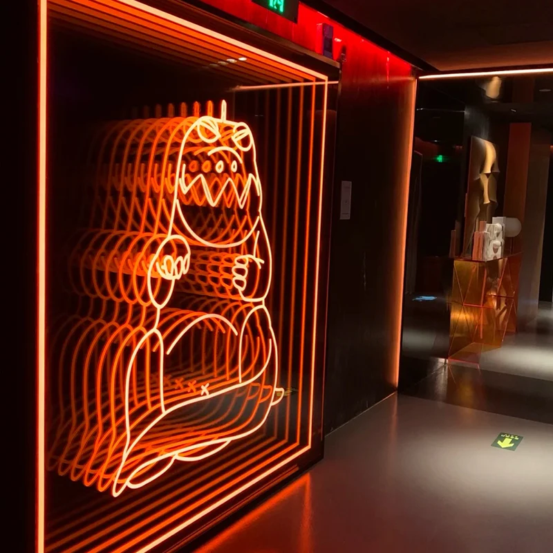Customized 3D Led Neon Sign 3D Mirror Letters extended effect Infinity mirror neon sign for store
