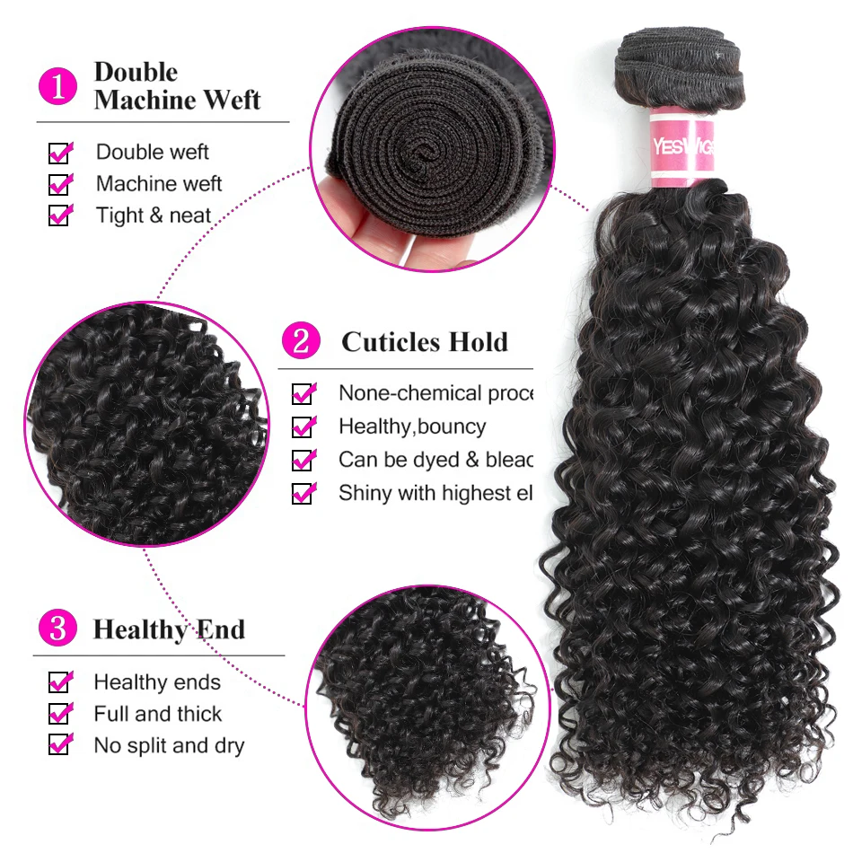 Human Hair Supplier Yeswigs Kinky Curly Extensions 100 Original Indian Virgin Human Hair Free Sample Natural Hair Bundles