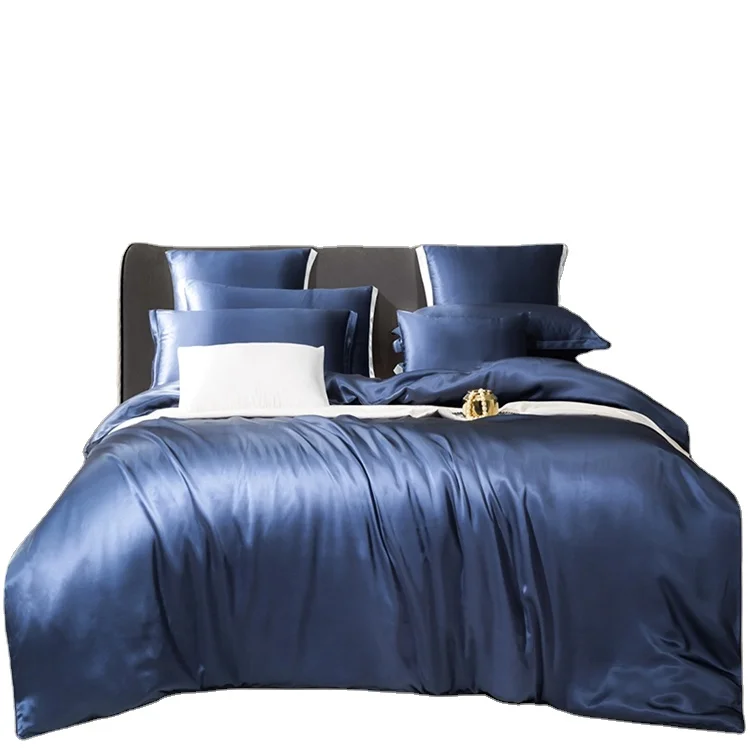 Luxury Handmade Plain Silk Duvet Cover Set Flat Sheet Fitted Sheet Pillowcases stain 100% silk bedding set