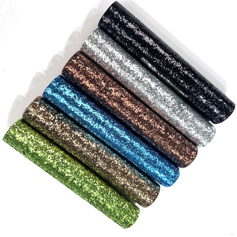 Chunky PU Backing Glitter Faux Leather Rolls Fabric For DIY Bows Jewelry Crafts