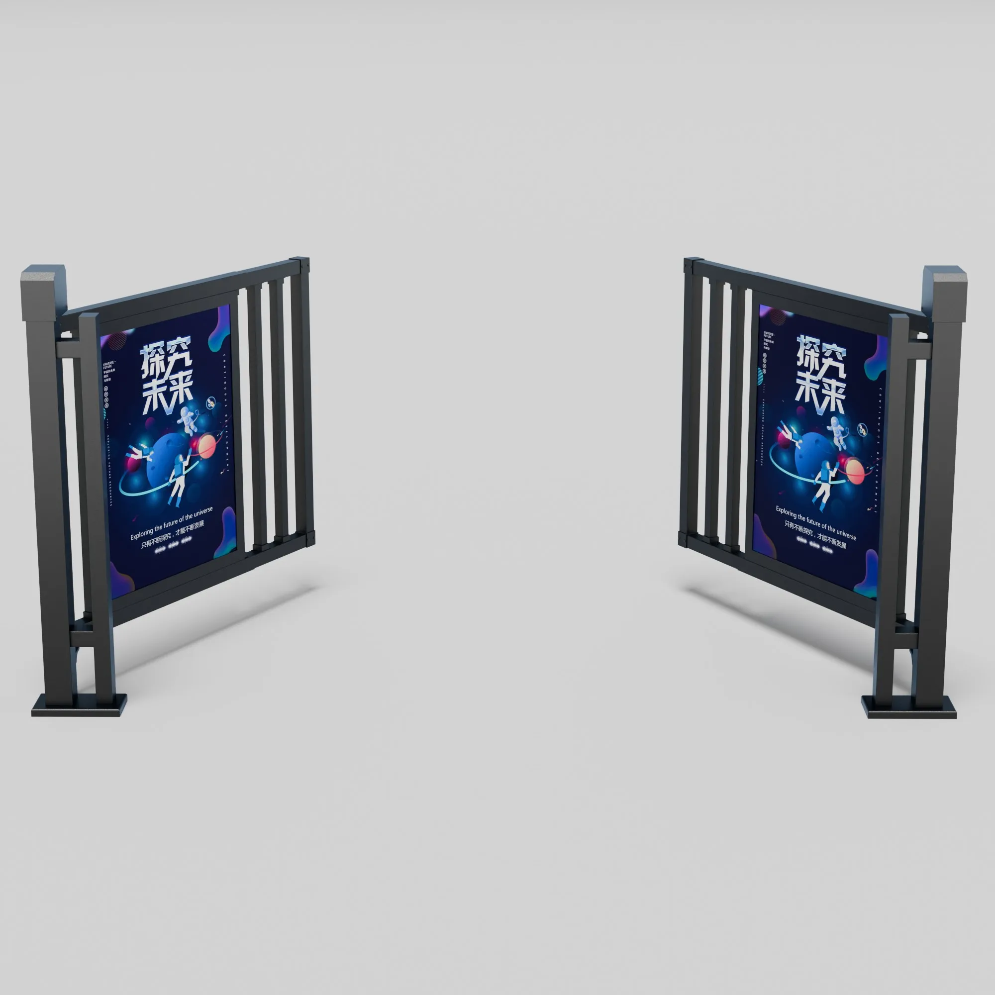 XINGGUANGYI Wholesale Custom Modern Design Automatic Swing Safety Passage Double Door Smart Pedestrian Access Advertising Gates