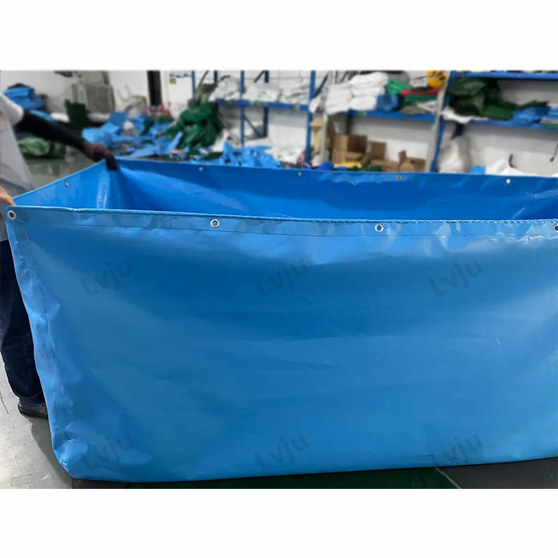 LVJU Aquaculture Tank Use Outdoor Fish Pond Liner 2000 liters 2x2x1m 500 gallons, 6.6x3.3x3.3 ft PVC Blue Pond Liner