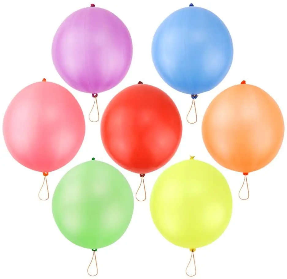 18inch Neon Punching Balloons With Rubber Band Handles Globos Punch Balls For Kid Gifts, Daily Games, Christmas latex balloons