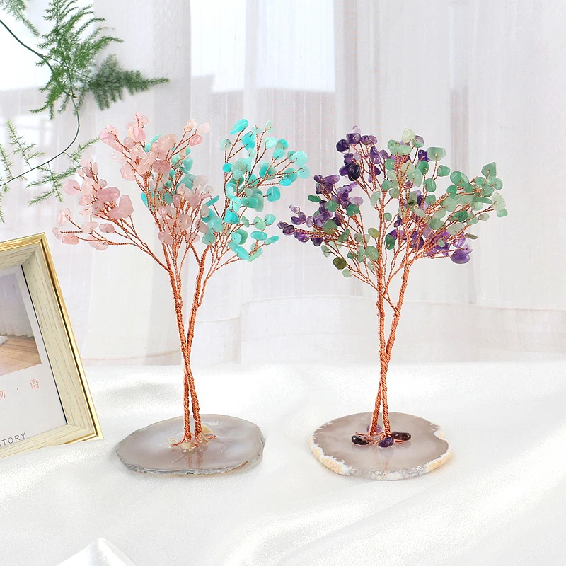 Wholesale Natural Healing Stones Quartz Tree Fengshui Hand Made Lucky Crystal Tree For Decoration