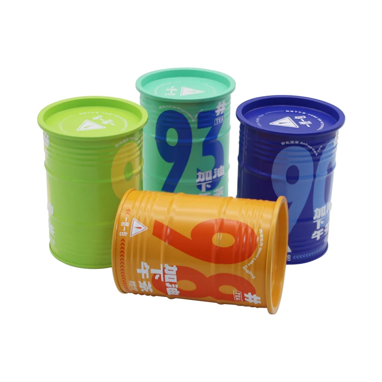 Wholesale Customized Round Oil Drum Shape Toy Metal Can Coin Bank Money Saving Box Gift Coin Collection Cylinder Tin Box for Kid