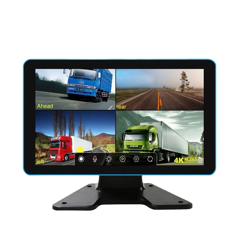 9 inch 4 Split touch Screen Car Monitor 12V / 24V Headrest Rearview Monitor with RCA Connectors 6 Mode Display Remote Control