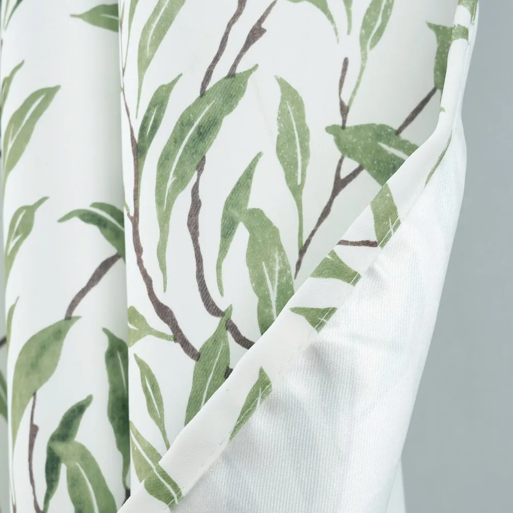 Botanical Leaves Printed Curtains, Green Leaves Thermal Insulated Privacy modern living room Drapes with Grommets