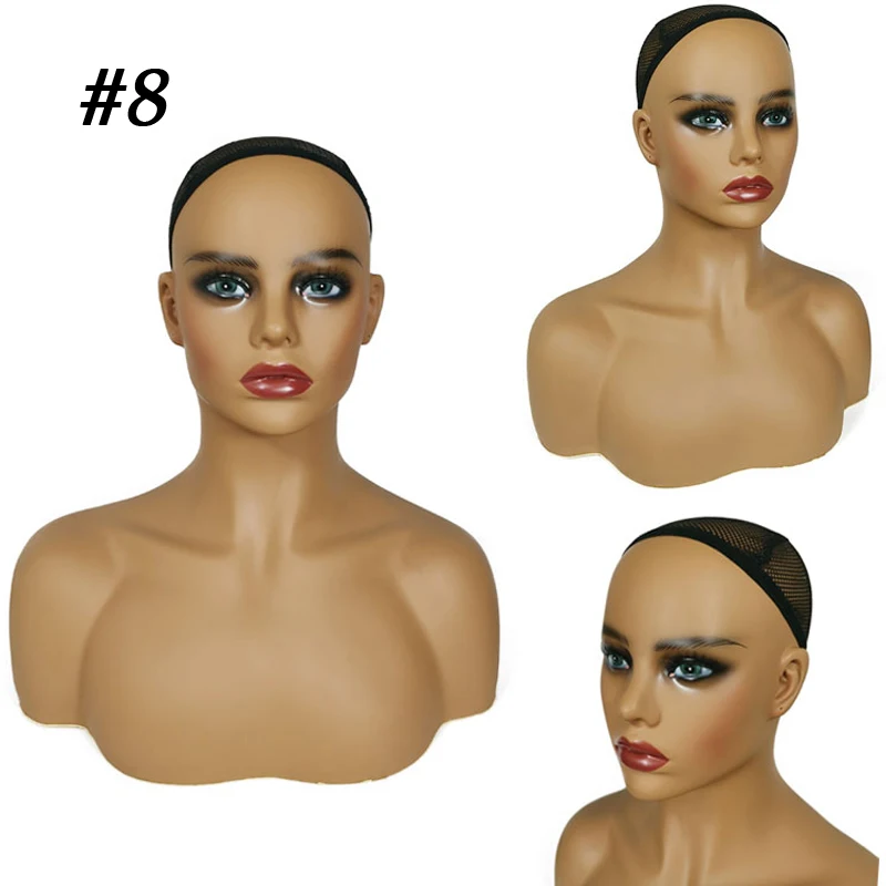 
PVC Training Mannequin Head with Shoulders for Wig Display 1 Piece Realistic Half Body Double Shoulder Hat Jewelry 