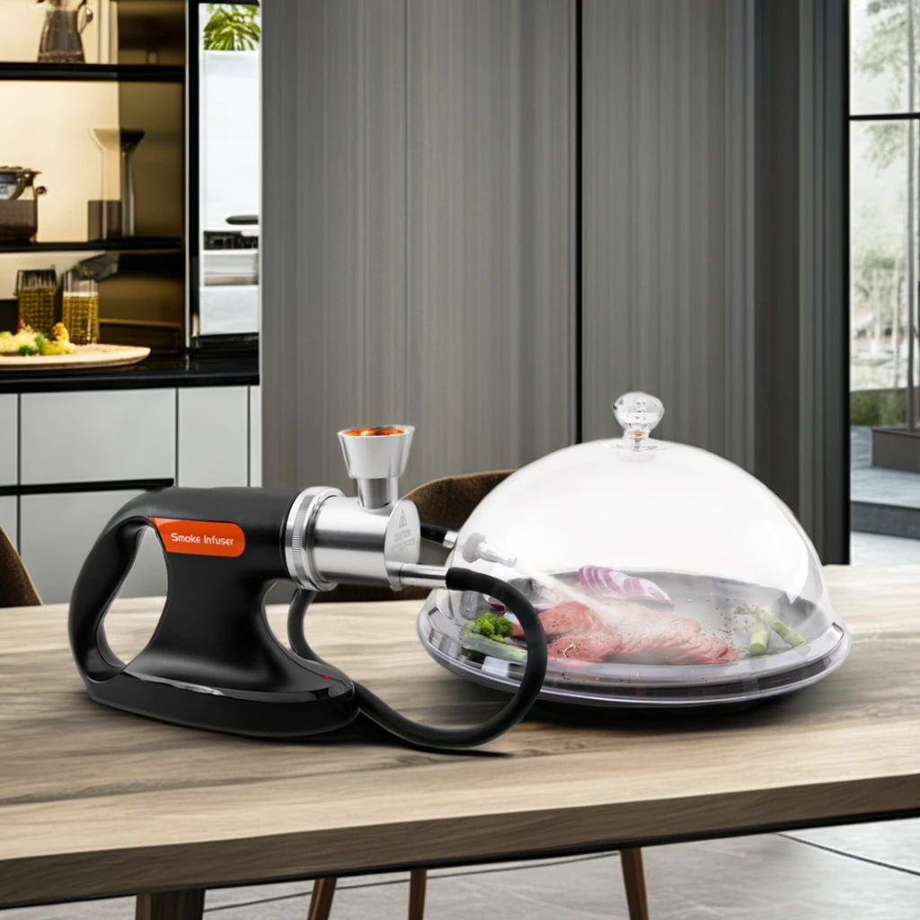 USB Food Smoke Infuser with 4 Flavored Smoking Wood Chips Smoker Kit Cocktail Outdoor Use Household