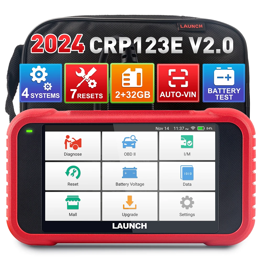 Launch CRP123E V2.0 Four System Automotive Diagnostic Tool with 7 Resets Lifetime Free OBD2 Scanner