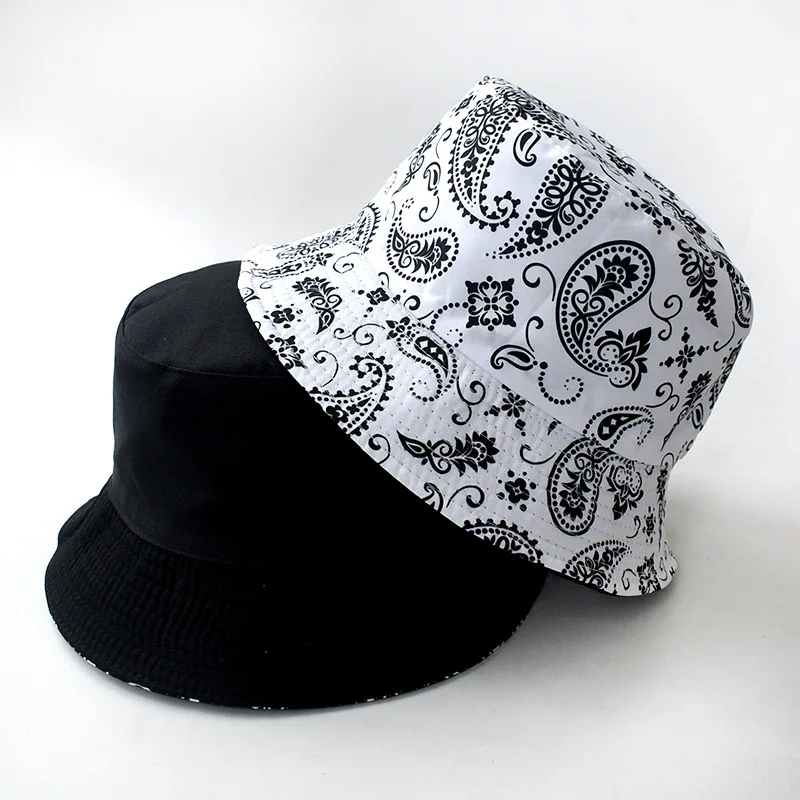 Korea ins cashew flower double-sided fisherman hat summer can be customized logo trendy men street all-match sunscreen hat