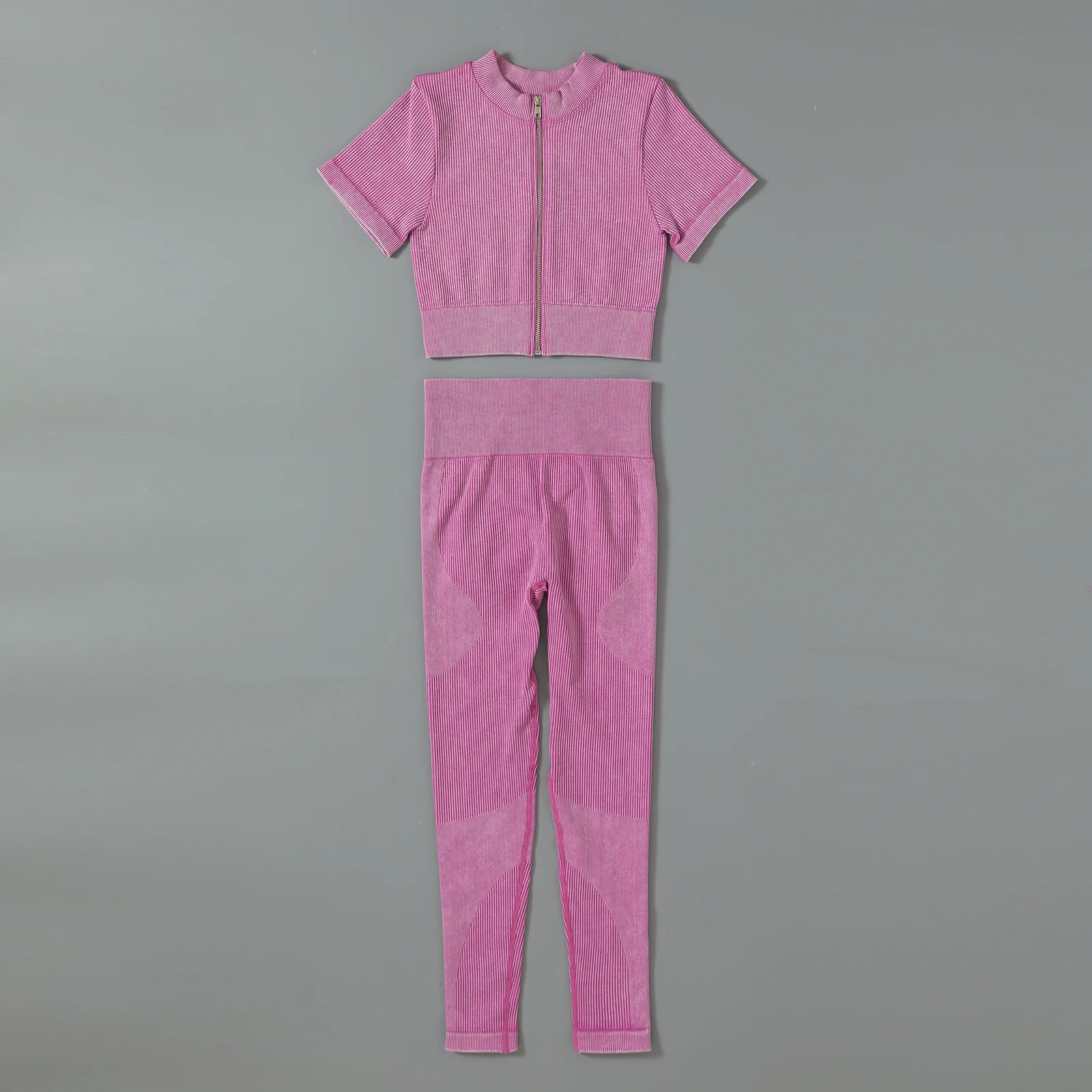 High Elastic Wholesale Seamless Ribbed Yoga Activewear Jogging Suit Women Set Fitness Clothes