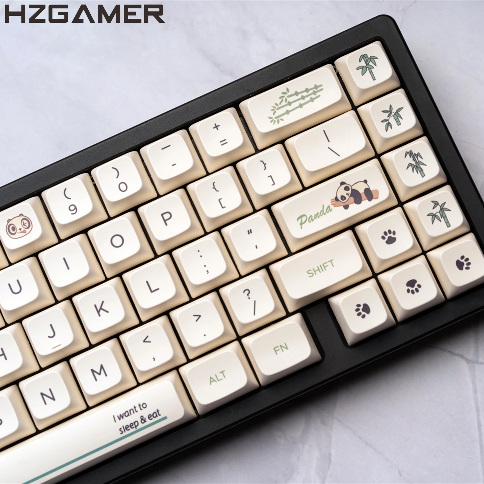 HZGAMER Panda Keycap, 133 Keys XDA Profile Cute Keycaps for Mechanical Gaming Keyboard, PBT Keycap